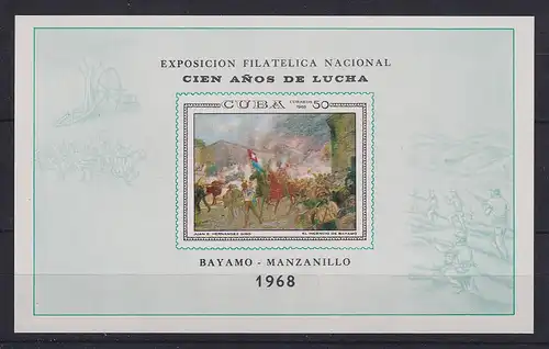 Kuba / Cuba  1968 Briefm.-Ausstellung Bayamo-Manzanillo Mi.-Nr. Block A31 **