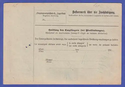 Bayern Wappen 80Pfg Mi.-Nr. 68y auf Paketkarte von Nürnberg nach Zürich