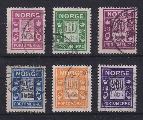 Norwegen Portomarken  Mi.-Nr. 7-12 Satz  gestempelt