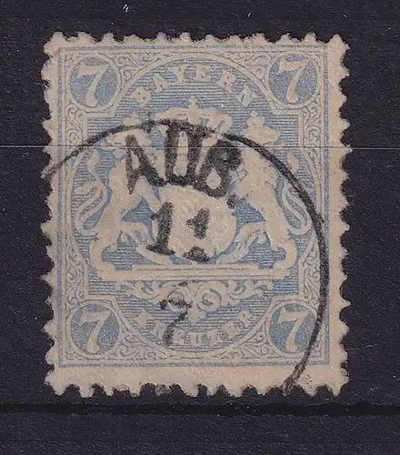 Bayern Wappen 7 Kreuzer blau Mi.-Nr. 25 Y a  O AUB