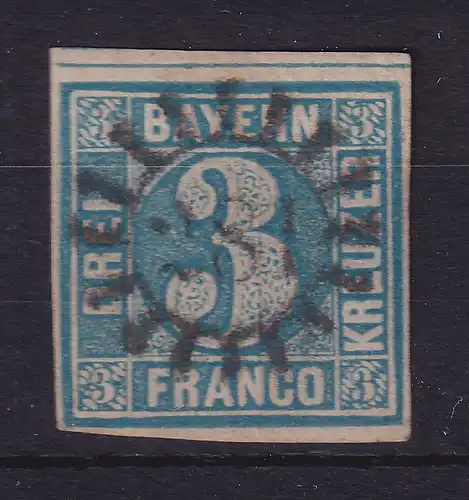 Bayern 3 Kreuzer blau Mi.-Nr. 2 II mit GMR 281