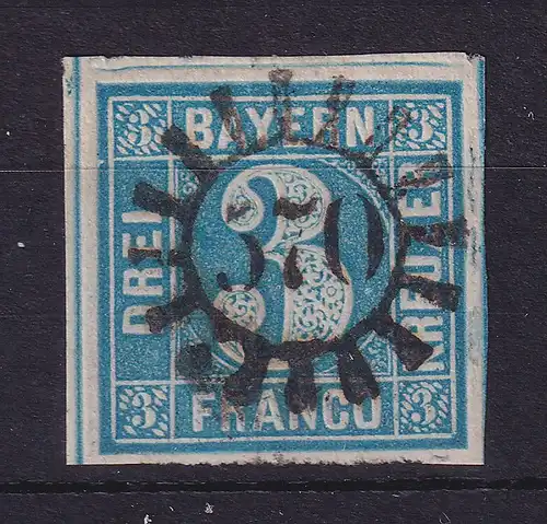 Bayern 3 Kreuzer blau Mi.-Nr. 2 II mit GMR 570