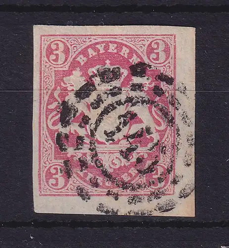 Bayern Wappen 3 Kreuzer rot Mi.-Nr. 15 mit OMR 145 Fürth