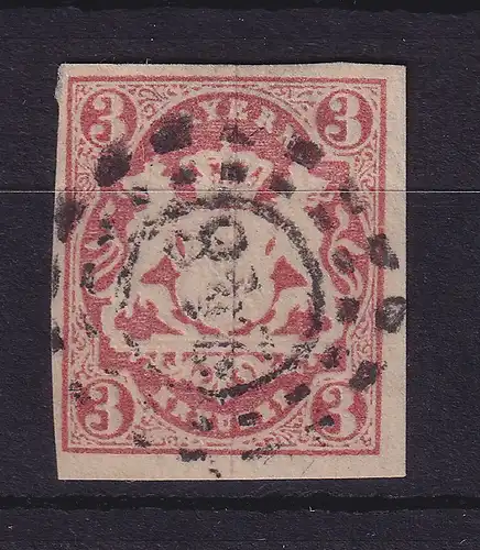 Bayern Wappen 3 Kreuzer rot Mi.-Nr. 15 mit OMR 248 Kissingen