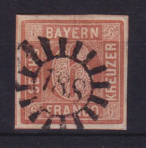 Bayern 6 Kreuzer braun Mi.-Nr. 4 II mit GMR 188