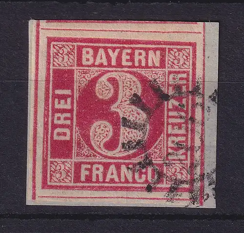Bayern 3 Kreuzer rot Mi.-Nr. 9 mit GMR 206 Hirschau