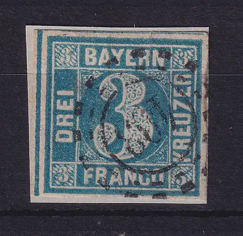 Bayern 3 Kreuzer blau Mi.-Nr. 2 II mit OMR 493 Speyer