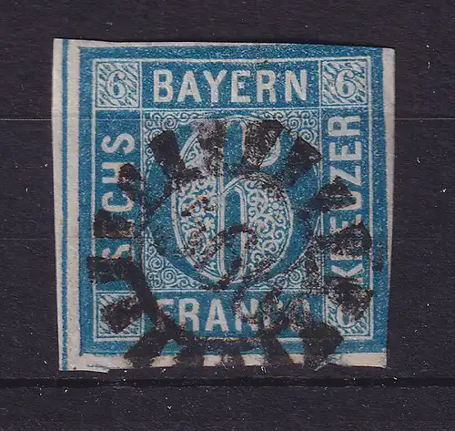 Bayern 6 Kreuzer blau Mi.-Nr. 10 mit GMR 566 Weiler