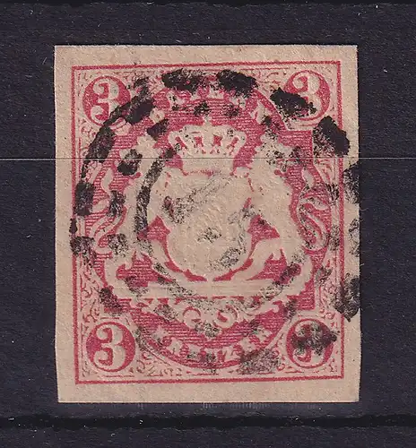Bayern Wappen 3 Kreuzer rot Mi.-Nr. 15 mit OMR 15 Amberg