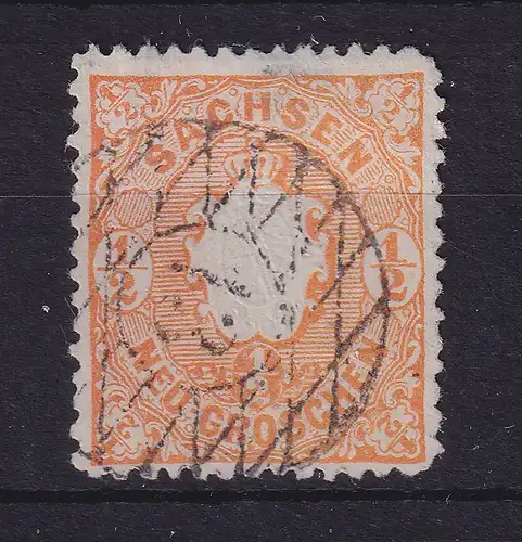 Sachsen Staatswappen 1/2 Ngr  Mi.-Nr. 15 d mit Nr.-O 13 Schneeberg