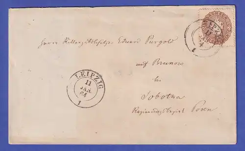 Sachsen 1864  Mi.-Nr. 18 b  auf Brief von Leipzig nach Sobotka