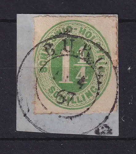 Schleswig-Holstein 1 1/4 Schilling Mi.-Nr. 9  O BURG 1867 auf Briefstück
