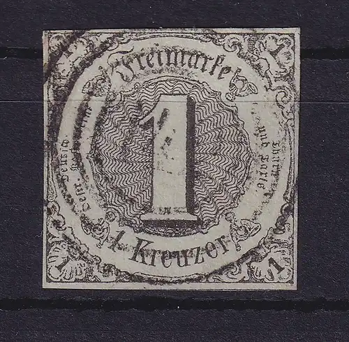 Thurn und Taxis 1 Kreuzer Mi.-Nr. 7 a mit Nr.-O 142 Offenbach