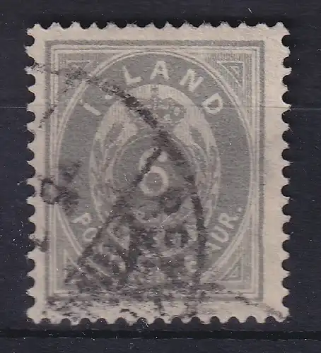 Island 1876 Freimarke 6 Aurar grau Mi.-Nr. 7A gestempelt