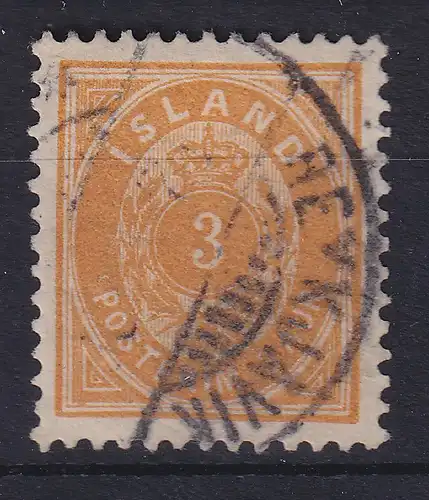 Island 1882 Freimarke 3 Aurar braunorange Mi.-Nr. 12B gestempelt