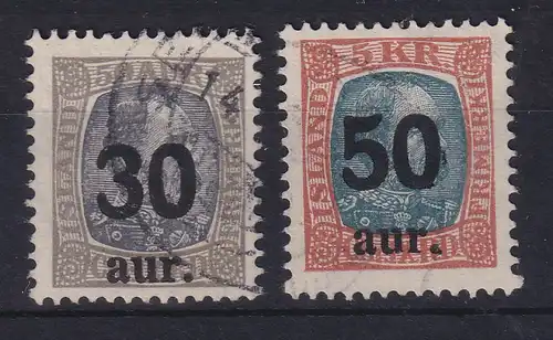 Island 1925 Freimarken mit Aufdruck 30 / 50 Mi.-Nr. 112-113 gestempelt