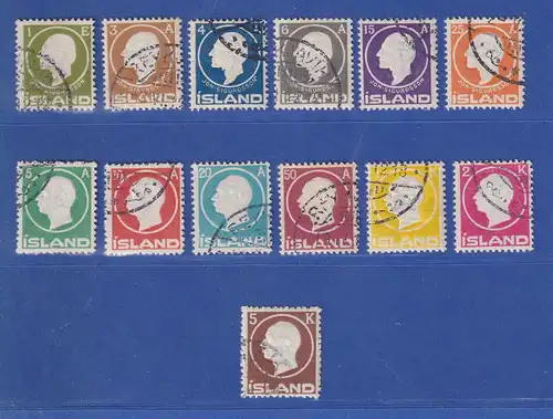 Island 1911-12 Freimarken Sigurdsson / Frederik Mi.-Nr. 63-75 kpl. gestempelt