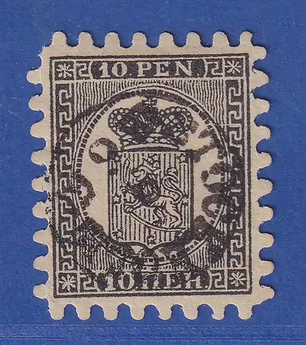 Finnland 1870 Wappen 10P Mi.-Nr. 7By zentr. gest. Luxusstück, gpr. PFENNINGER