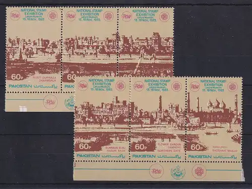 Pakistan 1983 Ansicht von Lahore Mi.-Nr. 601-606  2 Dreier-Streifen **