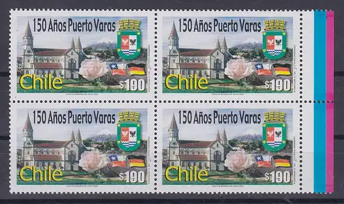 Chile 2002 150 Jahre Stadt Puerto Varas Mi.-Nr. 2090 Viererblock ** 