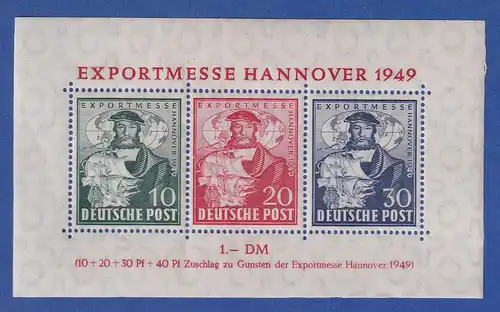 Bizone Hannover Messe 1949 Blockausgabe Mi.-Nr. Block 1 postfrisch **