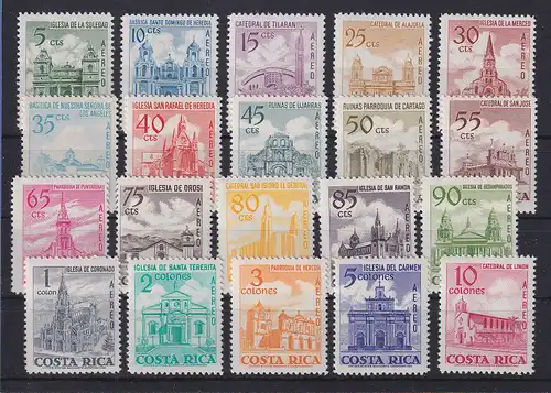 Costa Rica 1967 Gotteshäuser / Kirchen  Mi.-Nr. 720-39 Satz 20 Werte ** 