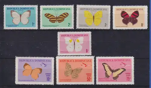 Dominikanische Republik 1966 Flugpostmarken Schmetterlinge Mi-Nr. 868-875 **