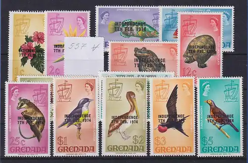 Grenada 1974 Unabhängigkeit Tiere Mi.-Nr. 555-568 (ohne 557) Satz  ** / MNH 