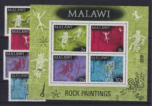 Malawi 1972 Felszeichnungen Mi.-Nr. 182-85 und Block 27 postfrisch **