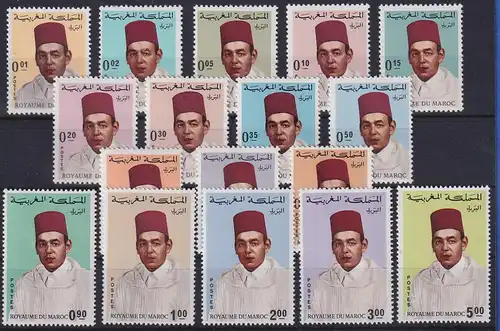 Marokko 1968 Freimarken Mi.-Nr. 599-617 (ohne 605, 608, A611)  ** / MNH