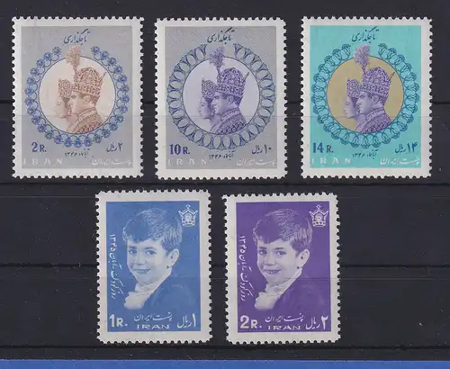 Iran 1967 Krönung und Kronprinz  Mi-Nr 1365-67 und 1321-22 ** 