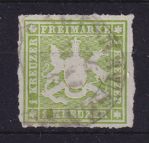 Württemberg 1 Kreuzer grün Mi.-Nr. 30 a mit Steigbügel-O ALTSHAUSEN 