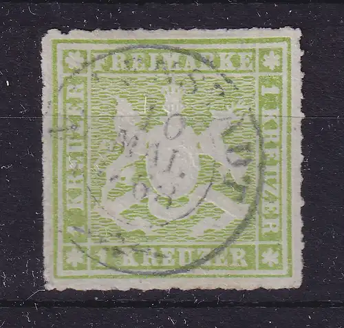 Württemberg 1 Kreuzer grün Mi.-Nr. 30 gestempelt 