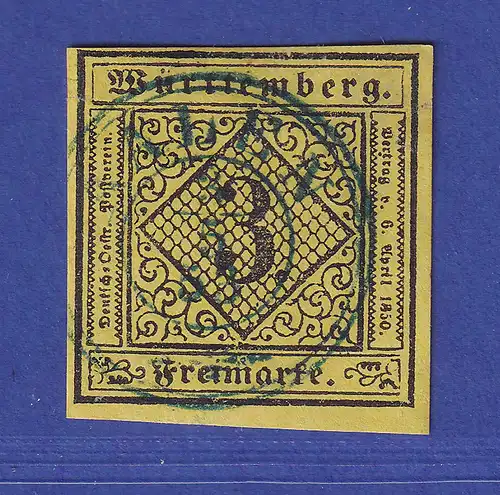 Württemberg 3 Kreuzer Mi.-Nr. 2 Type II gestempelt AALEN