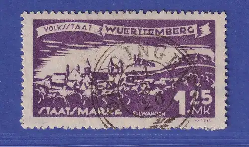 Württemberg Dienstmarke 1.25 Mark Mi.-Nr. 279 gestempelt geprüft INFLA