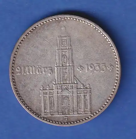 2-Reichsmark Silbermünze Garnisonkirche mit Datum 21. März 1933 1934 J