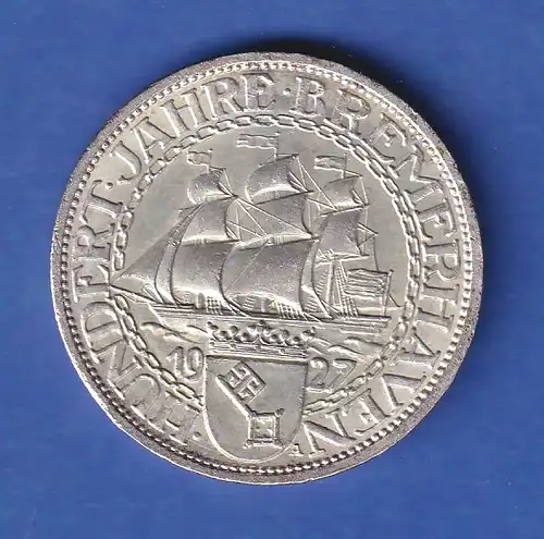 Deutsches Reich Silbermünze Bremerhaven 3 Reichsmark 1927 A vz