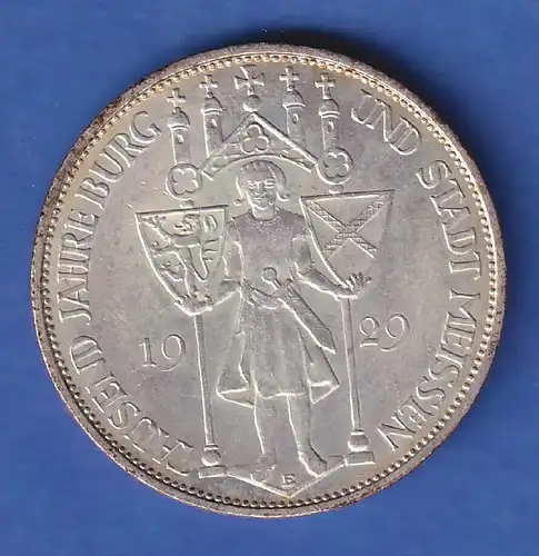 Deutsches Reich Silber-Gedenkmünze Meissen 3 Mark 1929 E vorzüglich