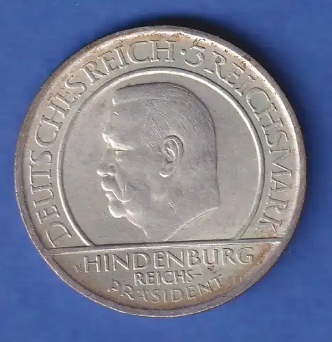 Weimarer Republik Gedenkmünze 3 Mark Schwurhand,  D 1929 vorzüglich 