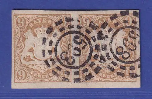 Bayern Wappen 9 Kreuzer braun Mi.-Nr. 17 waag. Paar mit OMR 598 Würzburg