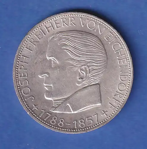  5DM Silber-Gedenkmünze 1957 Joseph Freiherr von Eichendorff, vorzügliche Erh.