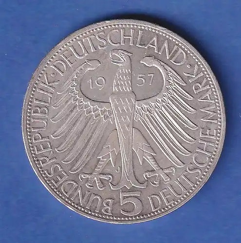  5DM Silber-Gedenkmünze 1957 Joseph Freiherr von Eichendorff, vorzügliche Erh.