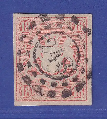 Bayern Wappen 18 Kreuzer zinnober Mi-Nr. 19 mit OMR 248 Kissingen gpr. ENGEL
