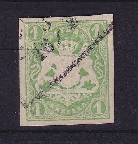 Bayern Wappen 1 Kreuzer grün Mi.-Nr. 14 a gestempelt