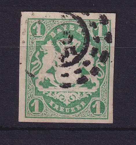 Bayern Wappen 1 Kreuzer grün Mi.-Nr. 14 b mit OMR 325 München