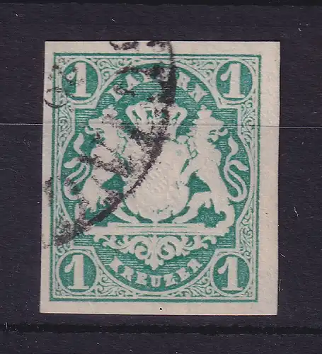 Bayern Wappen 1 Kreuzer grün Mi.-Nr. 14 c gestempelt
