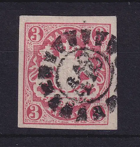 Bayern Wappen 3 Kreuzer rot Mi.-Nr. 15 mit OMR 418 Regensburg