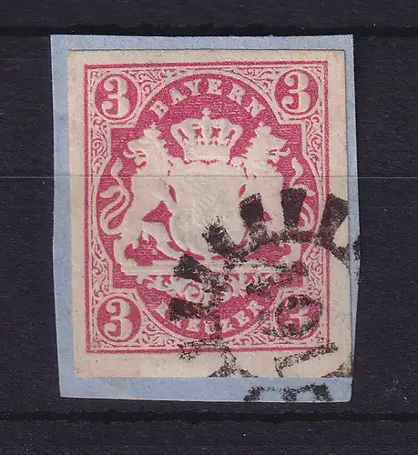 Bayern Wappen 3 Kreuzer rot Mi.-Nr. 15 mit GMR 491 Sonthofen auf Briefstück