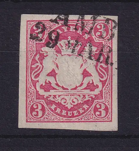 Bayern Wappen 3 Kreuzer rot Mi.-Nr. 15 mit Zweizeiler AMBERG
