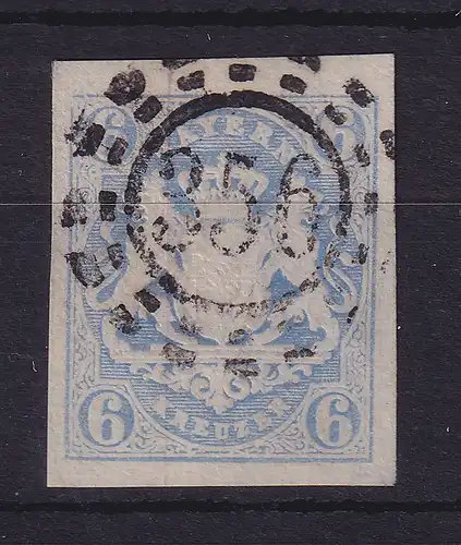 Bayern Wappen 6 Kreuzer blau Mi.-Nr. 16 mit OMR 356 Nürnberg